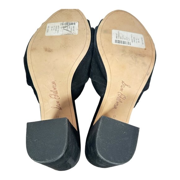 Sam Edelman Suede Knotted Bow Block Heel Size 11 Mules Slip On - Picture 6 of 8